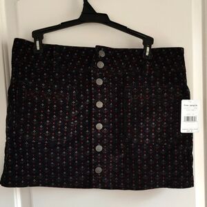 Free People Black Patterned Mini Skirt NWT